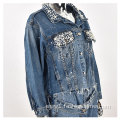 Women Pearl Beaded Denim Jacket Long Sleeve